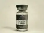 “AICAR research vial on lab desk with Northwest Peptides branding”