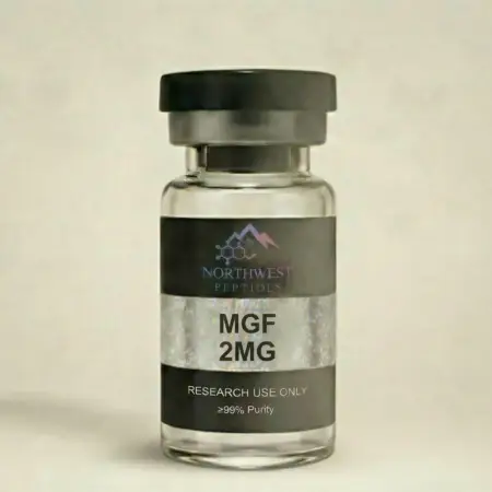 MGF research peptide vial – lyophilized powder (RUO)
