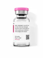 eBac Bacteriostatic Water 30mL vial — rear label with sterility information and QR code