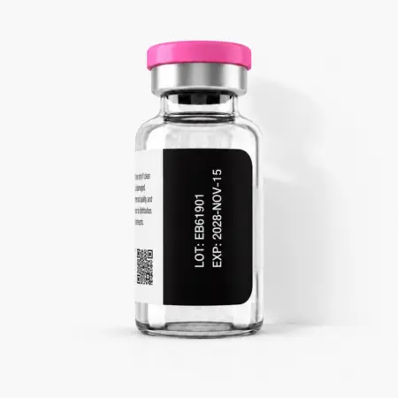 eBac Bacteriostatic Water 30mL vial — side angle with lot number and expiration label